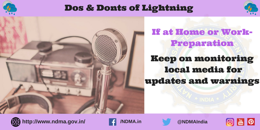 If at home or work - preparation - keep on monitoring local media for updates and warnings